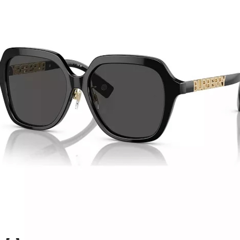 Burberry Black Oversized Square Sunglasses with Gold Accents